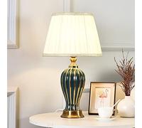 Mengjay Lampe de Table en Porcelaine Chinoise,Lampe de Lecture,E27 Décoration Rétro Chambre Lampe De Chevet Lampe de Bureau Salon D'étude à coucher Lampes décoratives de Club Hotel (Vert)