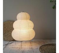 Mengjay Lampe de Table Moderne en Papier de Riz - Base Métallique, Douille E27, Prise Européenne 2 Broches, Lumière Douce pour Maison/Bureau (Ampoule Non Incluse)