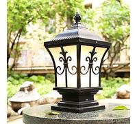 Mengjay Lampe Pilier Exterieur,Noir Lampadaire De Jardin IP44 Étanche Lampe De Chemin Antique Lanterne Lampe Pilier Portail Aluminium E27 Luminaire Éclairage Terrasse Patio Escalier