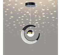 Mengjay LED Plafonnier,Plafonnier Lampe de Fée Lune et étoiles Lustre de Chambre à Coucher,LED Suspension, Luminaire pour Enfants Chambre,Grand Cadeau Pour Enfant Ami (Noir(Chaud))