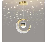 Mengjay LED Plafonnier,Plafonnier Lampe de Fée Lune et étoiles Lustre de Chambre à Coucher,LED Suspension, Luminaire pour Enfants Chambre,Grand Cadeau Pour Enfant Ami (Doré(Chaud))