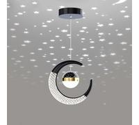 Mengjay LED Plafonnier,Plafonnier Lampe de Fée Lune et étoiles Lustre de Chambre à Coucher,LED Suspension, Luminaire pour Enfants Chambre,Grand Cadeau Pour Enfant Ami (Noir(Blanc))
