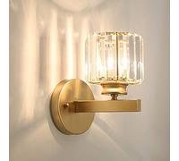 Mengjay Métal LED Applique Postmoderne Exquis Cristal Applique À La Maison Décoration Applique Salon TV Applique Murale Chambre Chevet Lanterne E27 Verre Allée Escalier (Doré)