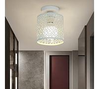 Mengjay Moderne Plafonnier Industrielle Retro en Métal Cage Fer Noir,Plafonnier Vintage lustre Suspension Luminaire E27,pour Intérieur, Restaurant, Café, Bar, Chambre D'enfant (White)