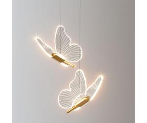 Mengjay Moderne Suspension LED Papillon Hauteur Réglable de Table à Manger, Lampe Pendante Créative Double Tête Pour Enfants Chambre