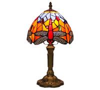 Mengjay Rétro Lampe de Table,vintage pastorale vitrail style lampe de table lampe de chambre lampe de chevet,Lampe de Bureau, Lampe de Lecture Pour Chambre Salon(Ampoule non incluse) (A)