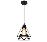 Mengjay Rétro Metal Suspension Noir Cage E27 Suspension Industrielle Lampe Vintage Pendante Lumière Vintage en Métal Eclairage de Plafond Lustre Rétro Plafonnier,Noir