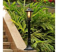 Mengjay Réverbère classique,Lampadaire extérieur sur pied en noir dans un style campagnard maison de campagne 1 x E27 idéal pour jardin et terrasse,luminaire d’extérieur (E)