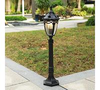 Mengjay Réverbère classique,Lampadaire extérieur sur pied en noir dans un style campagnard maison de campagne 1 x E27 idéal pour jardin et terrasse,luminaire d’extérieur (F)