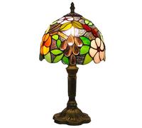 Mengjay Rustique Lampe de Table,Lampe de Bureau, Lampe de Lecture Pour Chambre Salon,vintage pastorale vitrail style lampe de table lampe de chambre lampe de chevet(Ampoule non incluse) (A)