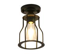 Mengjay Semi-encastré Plafonnier Abat-jour Métal Fil Cage Rétro Industrielle Lumière Décorative Plafonnier Industriel,Rétro Lampe de Plafond pour Salle à Manger Bar Chambre