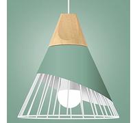 Mengjay Suspension Luminaire Moderne Industrielle Bois Lustre Abat-jour Métal Vintage forme Cage Ø25cm Plafonnier E27 Design pour Cuisine Chambre Salon