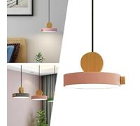 Mengjay Suspension Luminaire Moderne Industrielle métal Lustre Abat-jour,Lampe LED Rond,3 Températures de Couleur,Suspensions Eclairage Pendentif Lumiere Retro Plafonnier Lustre Luminaire (Rose)