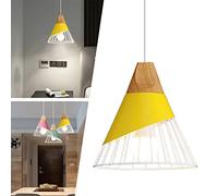 Mengjay Suspension Luminaire Vintage E27 Industrielle en Métal Lampe Pendante,Métal design Lampe Plafonnier Industrielle en Luminaires Suspension Abat-jour,Pour Salon Chambre Salle À Manger (Jaune)