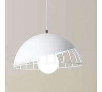 Mengjay Suspensions Luminaire Nordique Moderne, Lustre Metal Cage E27 Rétro Simple, Lampe Plafonnier Macaron Vintage Créatif, Loft Pendante Lumière pour salle à manger Cuisine Salon (Blanc)