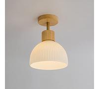 Mengjay Suspensions Luminaires Moderne Simplicité ，Bois design Lampe Plafonnier，Éclairage de Plafond Abat-jour en Verre E27 ，Lumière pour le salon et la chambre à coucher (A)