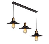 Mengjay Trade 3 Lampes Suspension Luminaire Industrielle Lustre Plafonniers Design Métal E27 Lustre Suspension,Metal Industriel Suspensions Luminaire, Ø 22cm, pour Salon Salle Bar éclairage