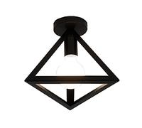 Mengjay Trade E27 Metal Moderne Suspensions Luminaire, Lampe de Plafon Vintage Abat-jour de Style Géométrique en Fer Noir, Rétro Industrielle Plafonnier Forme Cage, Pour Chambre Salon Restaurant (A)
