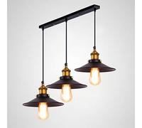 Mengjay Trade E27 Métal Vintage Suspensions Luminaires Retro Plafonniers Luminaire Edison de Culot E27*3 Suspensions Eclairage de Plafond Noire Suspensions Luminaires Lampe(Ampoule non incluse)