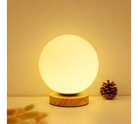 Mengjay Trade Eclairage Moderne Led Carré Socle en Bois Lampes de Table Abat-Jour en Verre Edison Cube Lampe de Bureau Lampe à Poser pour Chevet Café Bar Salon Chambre Lampe de Nuit de (A)