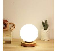 Mengjay Trade - Lampe de chevet en bois, blanche, moderne, avec abat-jour en verre dépoli, E27, 31W, A+