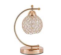 Mengjay Trade Lampe de Table en Cristal, abat-jour Lampe de chevet, Cristal de Mode Créatif Lampe de Table Argent avec Douille E27 pour la commode de bibliothèque chambre hôtel(pas d'ampoule) Doré