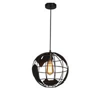 Mengjay Trade Lampe suspension 20cm noir éclairage intérieur Industriel pendentif vintage lampes globe créatif terre fer cage rétro lustre plafond pour restaurant bar salle à manger luminaire