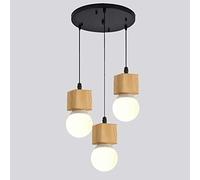 Mengjay Trade LED Lustre Simplicité Créativité Lampes Chambre Bar Restaurant Lampe de Chevet 3xE27 Bois Massif Plafonnier Moderne Luminaire Lumiere Contemporain Suspensions Plafonniers Luminaire