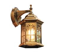Mengjay Trade Luminaire Exterieur de château de Style Country minium, Applique murale étanche en Verre Abat-jour E27, pour Terrasse Véranda Balcon Patio Jardin (Laiton)
