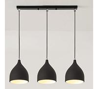 Mengjay Trade Rétro Metal Suspension 3 Lampes E27 Suspension Industrielle Lampe Vintage Pendante Lumière Vintage en Métal Eclairage de Plafond Lustre Rétro Plafonnier(sans ampoule) (Noir)