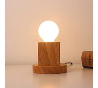 Mengjay Trade Support de Douille E27 en Bois Lampe de Table Edison Prise EU Standard Luminaire de Décoration Pour Bureau, Maison, Café, Bar, Restaurant Lampe de lecture Veilleuse. (Style A)