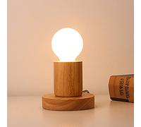 Mengjay Trade Support de Douille E27 en Bois Lampe de Table Edison Prise EU Standard Luminaire de Décoration Pour Bureau, Maison, Café, Bar, Restaurant Lampe de lecture Veilleuse. (Style C)