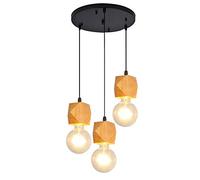 Mengjay Trade Suspension Bois Luminaire, Industrielle Bois Plafonnier, Suspensions Plafonniers Luminaire, 3XE27 Plafonnier Bois Industriel, Bois Géométrique Pendentif Lumières