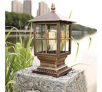 Mengjay Trade Vintage Lampe Pilier Portail E27, Étanche Jardin Lampadaire Extérieur, Aluminium Phare, Lampe De Chemin Sentier Terrasses Patio Cour, Bronze