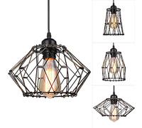 Mengjay Vintage Plafonnier Suspension Luminaire Déformable Cordon Géométrique Réglable Pliant Cage,Plafonnier en Métal Cage, Suspension Lustres,suspensio Lampes, Luminaires intérieur (Noir)
