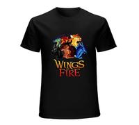 MENGJI Casual T-Shirt Short Sleeve T All Together Love Dragons Graphic Wings of Fire Manga SeriesTop Black XXL