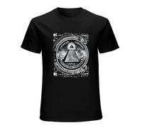 MENGJI Men's T-Shirt All Seeing Eye Illuminati Dollar Bill Black M
