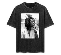 MENGJI T-Shirt Unisex Retro Peter Tosh Cotton Round Neck Black S