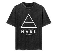 MENGJI T-Shirt Unisex Retro Thirty 30 Seconds to Mars Cotton Round Neck Black XL