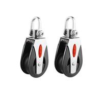 MENGKE 1/ 2pcs 1500 LBS Charge Bloc DE Poisson Universal Poulie Single Poulie Saulière Voilier Saunier Palier de roulement Porte-roulement Bateau Bateau Accessoires(2Pcs Black)
