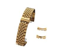 MENGKE 16/18/20/22 mm compatible avec le bracelet de montre Jubilee en acier inoxydable massif compatible avec Rolex 12/13/14/17/19 mm - Bracelet de rechange plat et incurvé.(Gold,21mm)