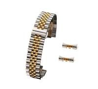 MENGKE 16/18/20/22 mm compatible avec le bracelet de montre Jubilee en acier inoxydable massif compatible avec Rolex 12/13/14/17/19 mm - Bracelet de rechange plat et incurvé.(Silver-Gold,12mm)