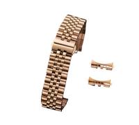 MENGKE 16/18/20/22 mm compatible avec le bracelet de montre Jubilee en acier inoxydable massif compatible avec Rolex 12/13/14/17/19 mm - Bracelet de rechange plat et incurvé.(Rose-Gold,14mm)
