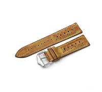 MENGKE 18mm 20mm 22mm 24mm Bracelet De Montre En Cuir Véritable Fait À La Main Vintage Noir Bleu Marron Vert Bracelets De Montre For Hommes De Haute Qualité(Yellow,22mm)