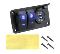 MENGKE 2/3/6 Gang 4.2A étanche numérique bascule interrupteur à bascule panneau 2 USB fente prise tension affichage Cigarette bateau marin(Yellow)