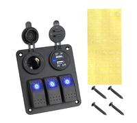 MENGKE 2/3/6 Gang 4.2A étanche numérique bascule interrupteur à bascule panneau 2 USB fente prise tension affichage Cigarette bateau marin(Black)