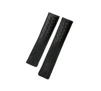 MENGKE 20mm 22mm 24mm Noir Bleu Marron Mat Bracelet De Montre En Cuir Véritable Compatible Avec TAG HEUER CARRERA AQUARACER Monaco F1 Bracelet De Montre(Black,20mm no clasp)