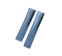 MENGKE 20mm 22mm 24mm Noir Bleu Marron Mat Bracelet De Montre En Cuir Véritable Compatible Avec TAG HEUER CARRERA AQUARACER Monaco F1 Bracelet De Montre(Blue,24mm black clasp-01)