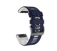 MENGKE 22 2 6mm Quick Release Fit Garmin Watchband Fenix 6 6X Pro montre en silicone Easyfit Poignet Compatible With Fenix 5X 5 Plus 3HR Bracelet de montre(Dark Blue White,26mmFenix 5X 3 3HR)