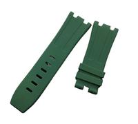 MENGKE 28mm Noir Bleu 15703 Nature Caoutchouc Silicone Watchband Hommes Regardez la bande de bracelet Ap Regarder des outils audemars et Piguet Belt Logo(Dark green,With rose buckle)